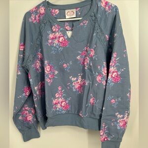 Treasures By Shabby Chic Stylish Fleece V-Neck Sweatshirt Sz XL